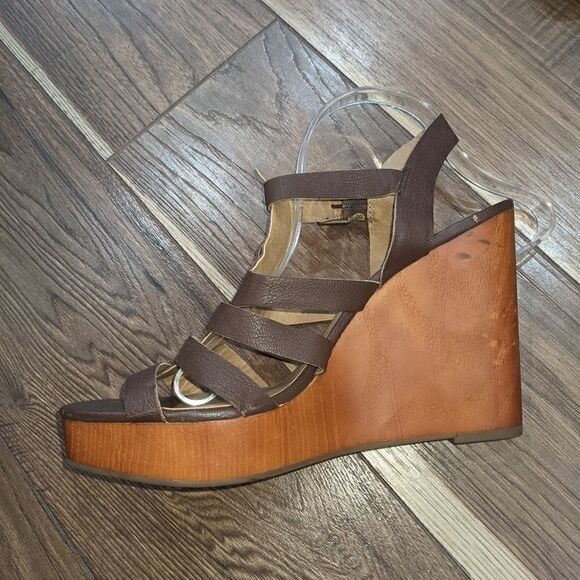 LUCKY BRAND Women's Brown Gladiator Platform Wedge Sandal. Size 10. - Picture 3 of 7